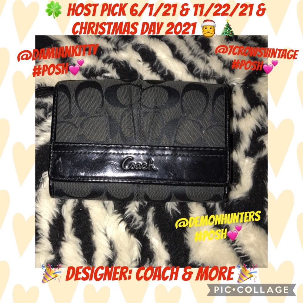 Coach wallet black w light blue interior 💕 vintage